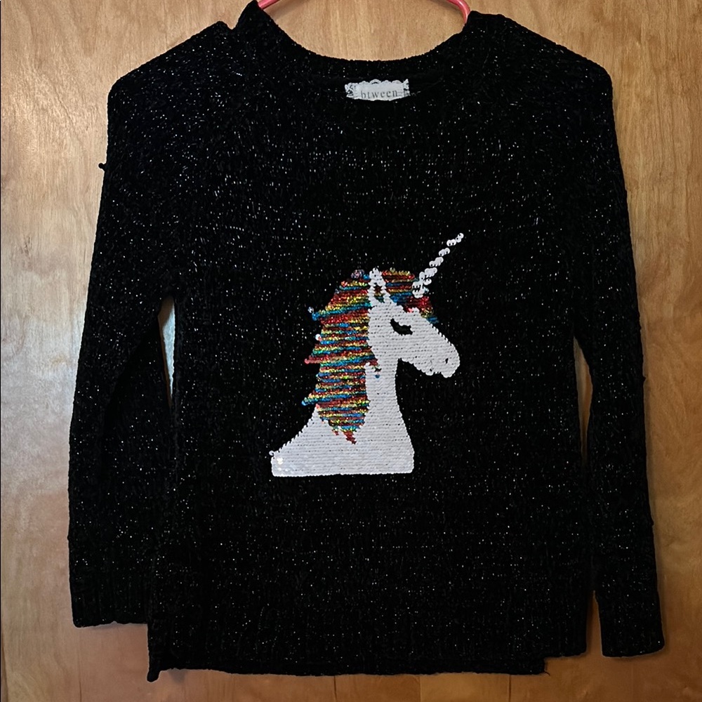 Color Changing Rainbow Sequin Unicorn Kids Sweater Soft Girls 10